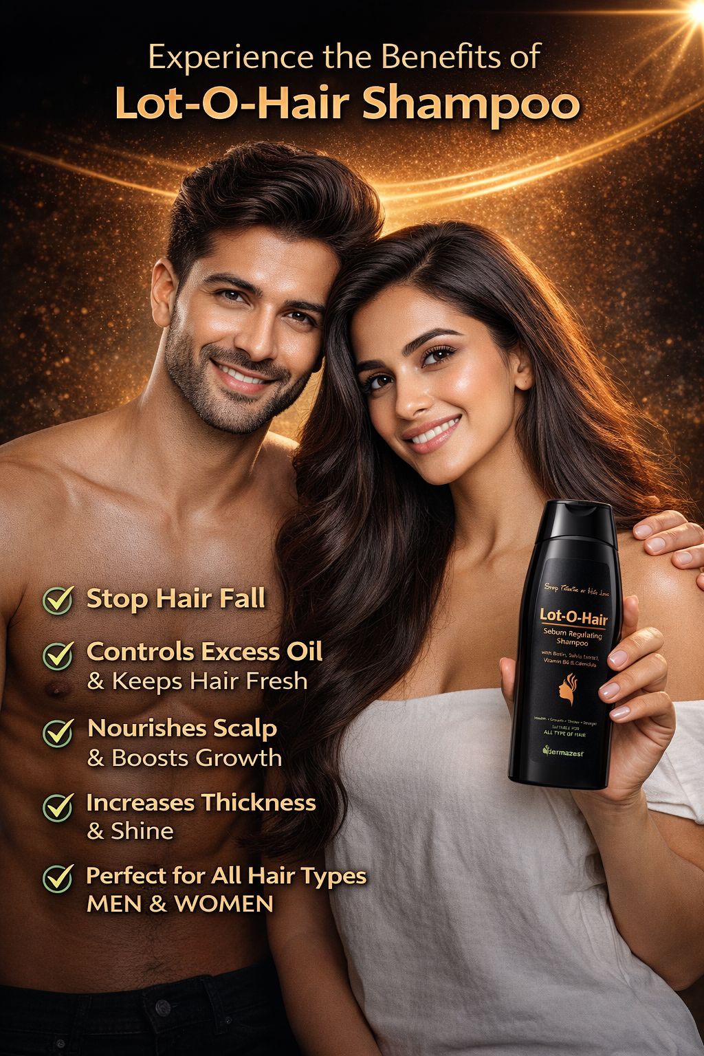 Lot-O-Hair Sebum Regulating Shampoo with Biotin, Salvia Extract, Vitamin B6 & Calendula | Hair Care Shampoo for Healthy, Thicker & Stronger-Looking Hair | Suitable for All Hair Types