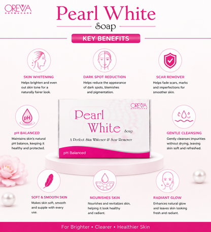 Pearl White Soap Pack of 8 | pH Balanced Skin Cleansing Soap | Helps Cleanse & Refresh Skin | Daily Bathing Soap for Skin Care