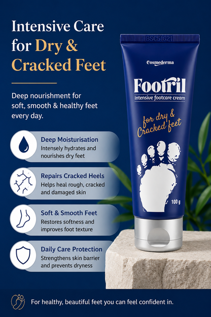 Footril Intensive Footcare Cream for Dry & Cracked Feet | Deep Moisturizing Foot Cream for Rough, Dry & Cracked Skin | Helps Soften & Smooth Feet | 100 g
