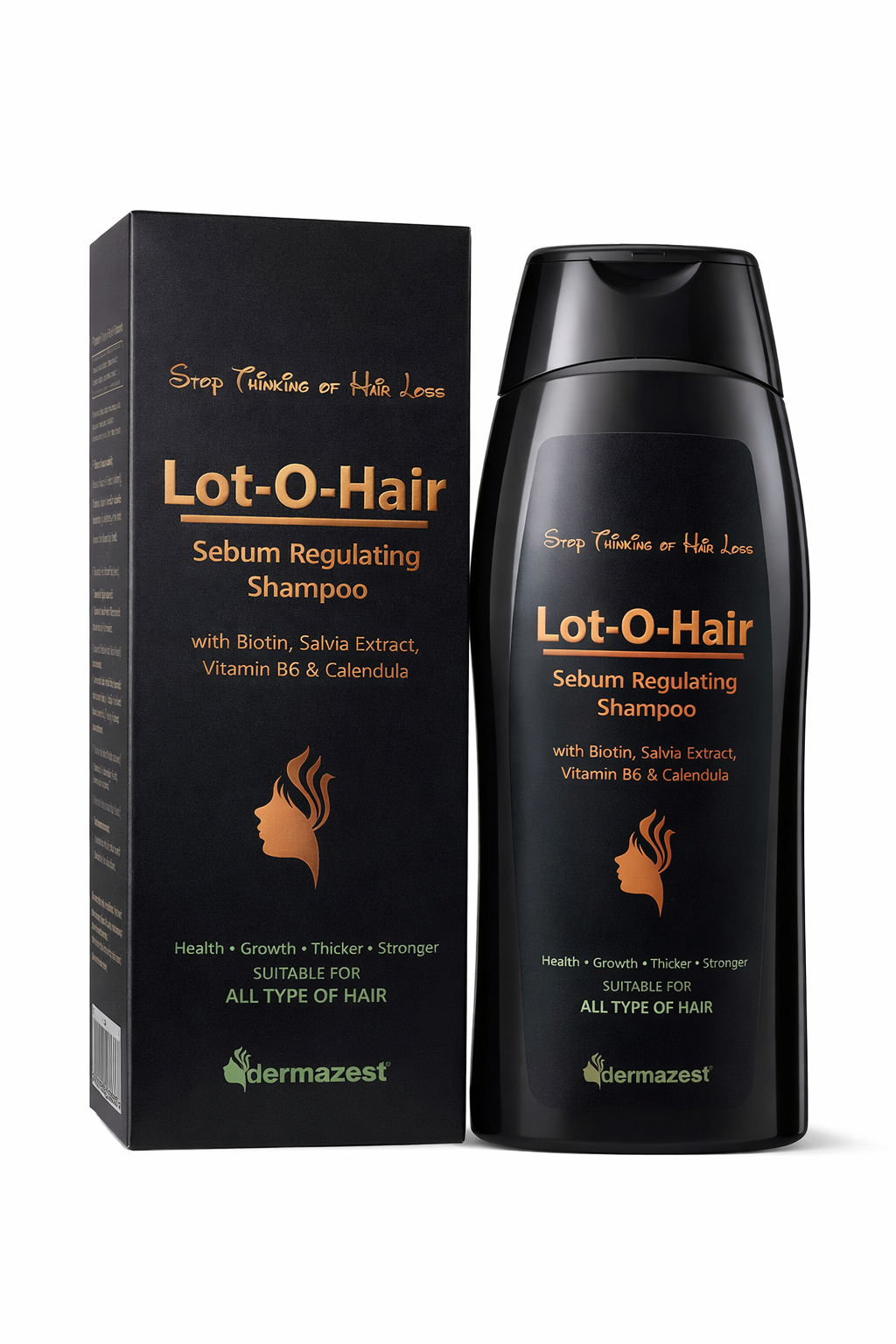 Lot-O-Hair Sebum Regulating Shampoo with Biotin, Salvia Extract, Vitamin B6 & Calendula | Hair Care Shampoo for Healthy, Thicker & Stronger-Looking Hair | Suitable for All Hair Types