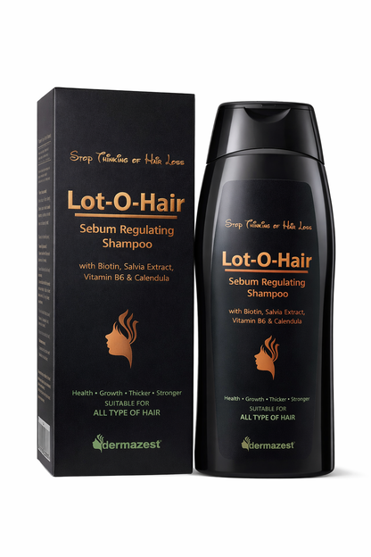 Lot-O-Hair Sebum Regulating Shampoo with Biotin, Salvia Extract, Vitamin B6 & Calendula | Hair Care Shampoo for Healthy, Thicker & Stronger-Looking Hair | Suitable for All Hair Types