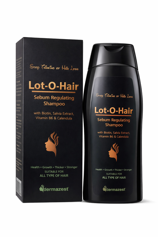 Lot-O-Hair Sebum Regulating Shampoo with Biotin, Salvia Extract, Vitamin B6 & Calendula | Hair Care Shampoo for Healthy, Thicker & Stronger-Looking Hair | Suitable for All Hair Types