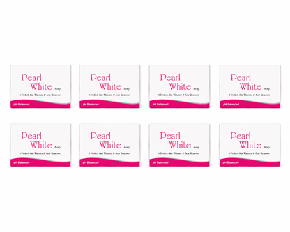Pearl White Soap Pack of 8 | pH Balanced Skin Cleansing Soap | Helps Cleanse & Refresh Skin | Daily Bathing Soap for Skin Care