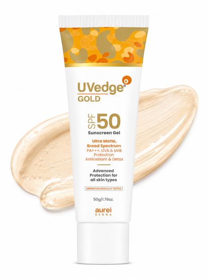 UVedge Gold SPF 50 Sunscreen Gel 50g – Broad Spectrum UVA & UVB Protection | PA+++ | All Skin Types