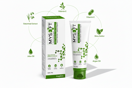 MYSOFT Oatmeal Extract Moisturizing Cream with Vitamin E, Shea Butter, Jojoba Oil & Argan Oil | Skin Barrier Repair & Deep Nourishment | Lightweight, Non-Greasy Moisturizer | 100g