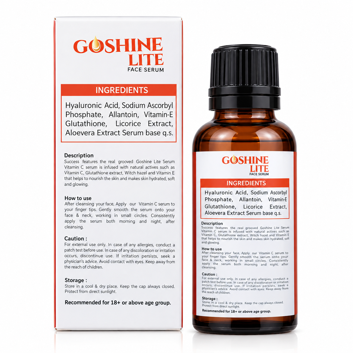 Goshine Face Serum With 10% Vitamin & Hyaluronic Acid 30ml